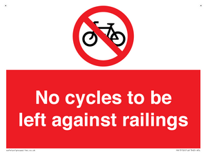 No cycles to be left against railings